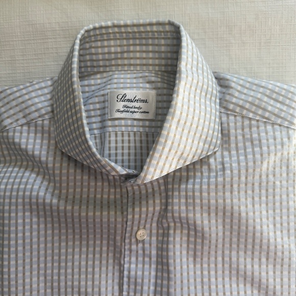 Stenstroms Sweden Classic Blue Gingham Men's Casual Shirt 15.5 Medium - Picture 1 of 13